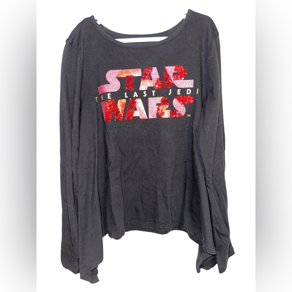 Gap Kids Girls XL Red Sequin Valentine’s Star Wars Last Jedi Black tee